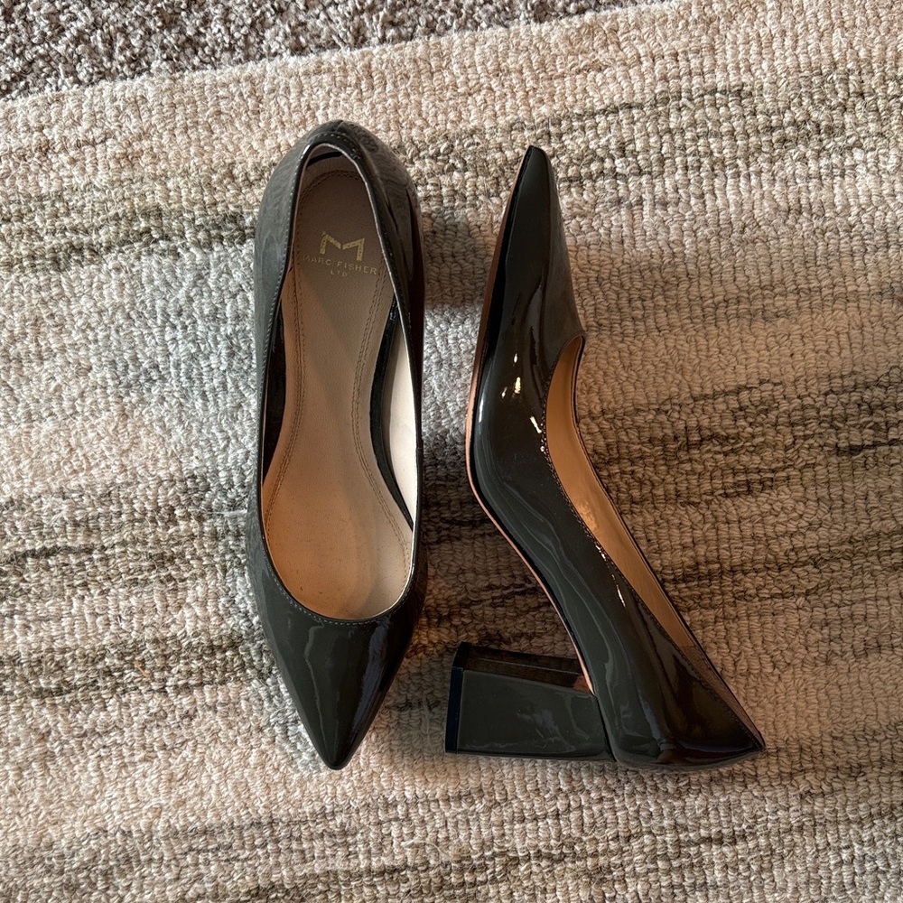 Marc Fisher Dark Grey Patent Leather Pumps